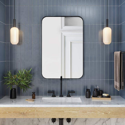 Melodieux deep framed wall bathroom mirror in a sleek and chic design 