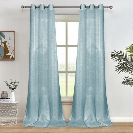 Lino lino Grommet Top elegante bordeaux lungo semi trasparenti tende per camera da letto (2 pannelli)