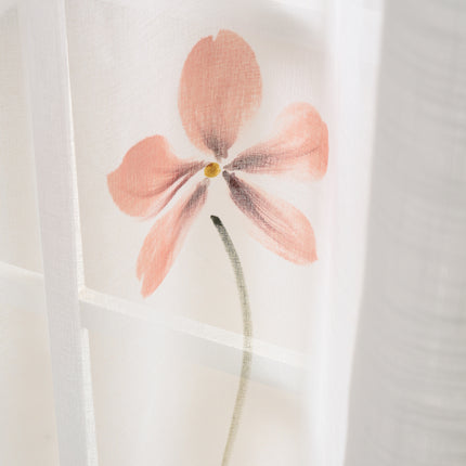 Floral Sheer Curtains for Living Room Rod Pocket Voile Drapes - Melodieux(1 Panel)
