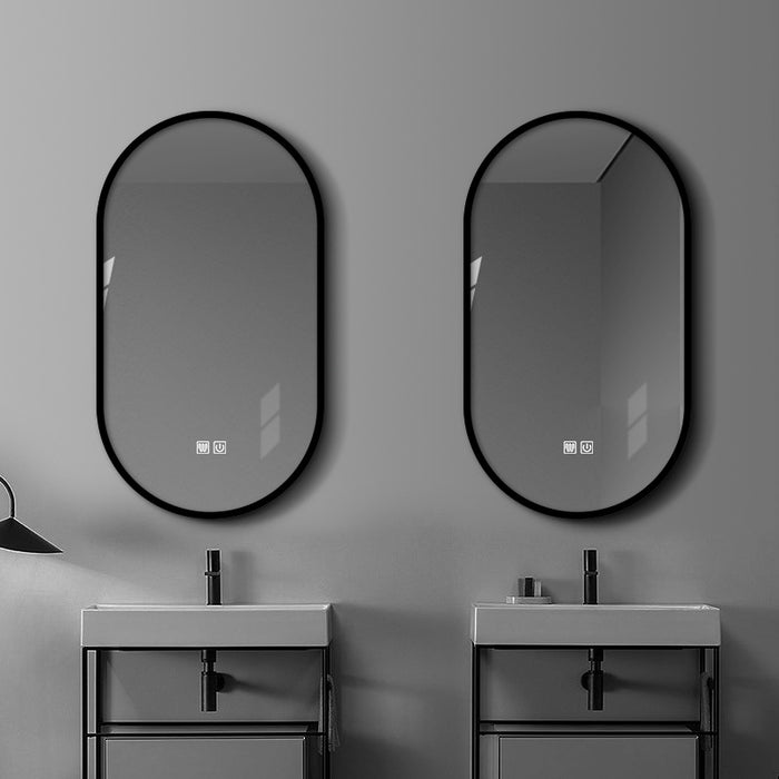 Oval Led Aluminum Alloy Frame Smart Touch Mirror with Led Light
