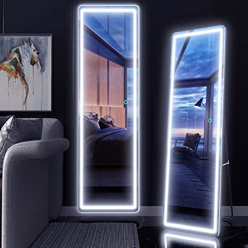 Melodieux Rounded Corners Floor Standing Mirror with LED Light 20x 63