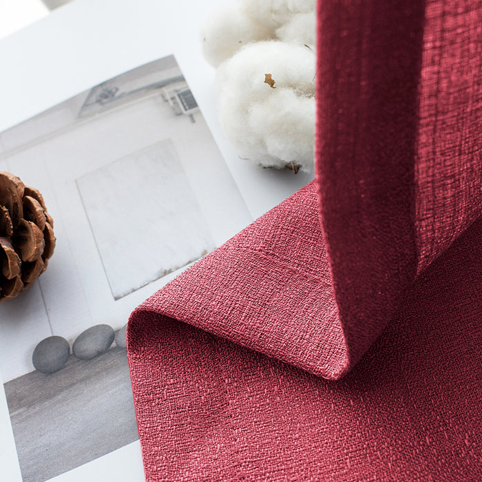 Flax Linen Grommet Top elegant Burgundy long Semi Sheer Curtains for Bedroom(2 Panels)