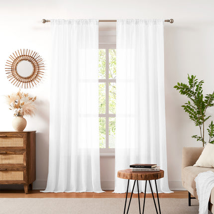 Melodieux Transparent Sheer Voile Curtains with Multifunctional Tape （2 Panels）