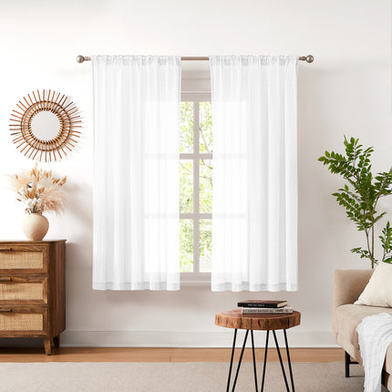 Melodieux Transparent Sheer Voile Curtains with Multifunctional Tape （2 Panels）
