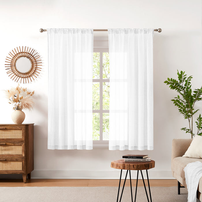 Melodieux Transparent Sheer Voile Curtains with Multifunctional Tape （2Panels）